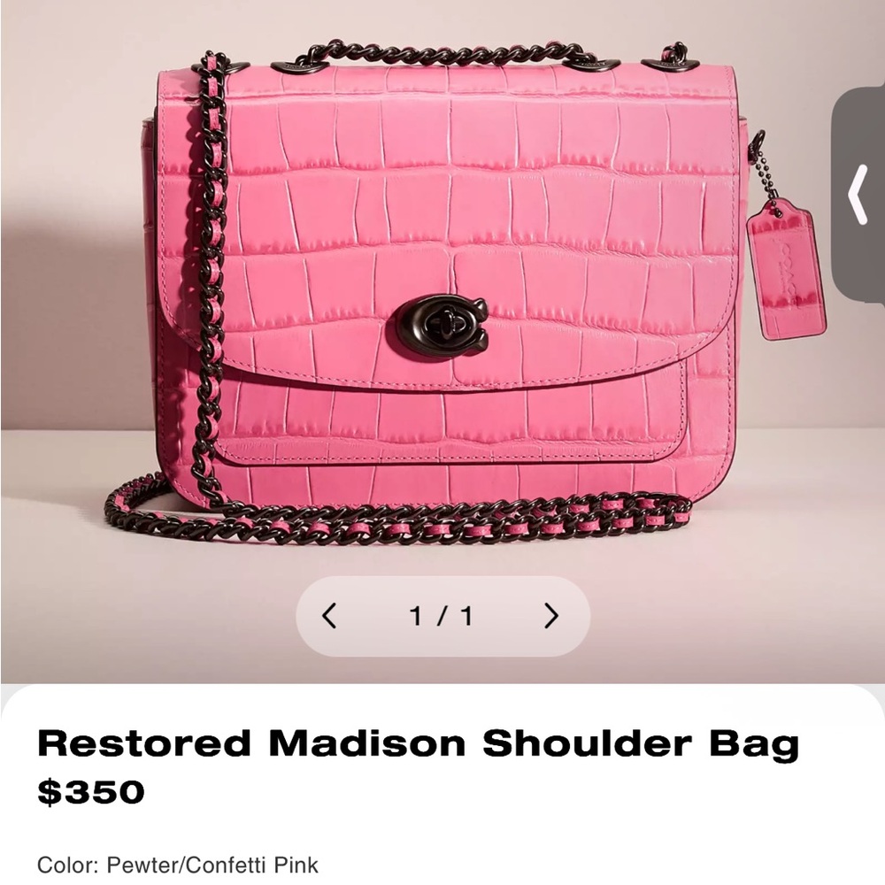 Coach Restored Madison Shoulder Bag in Pewter/Confetti Pink NWOT
